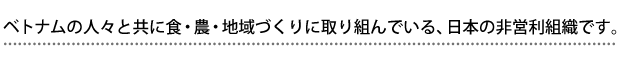 ベトナムの人々と共に食・農・地域づくりに取り組んでいる日本の非営利組織です。